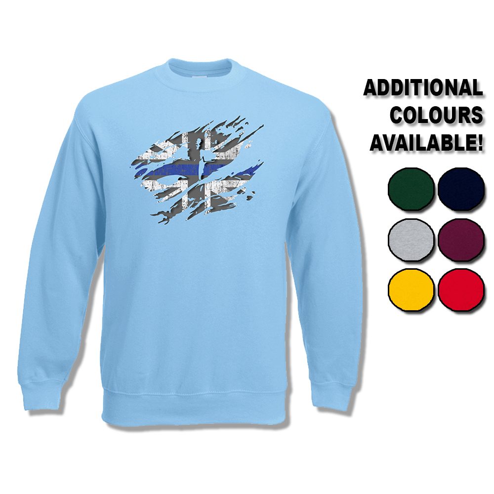 Ripped Thin Blue Line Flag Sweatshirt