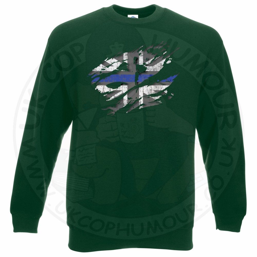 Ripped Thin Blue Line Flag Sweatshirt - Image 2