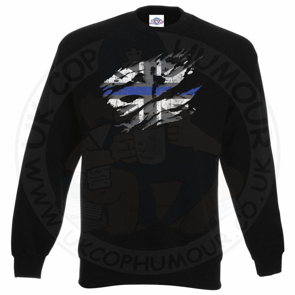 Ripped Thin Blue Line Flag Sweatshirt - Image 3