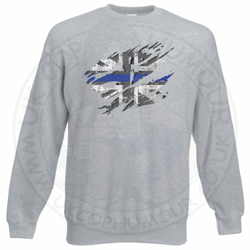 Ripped Thin Blue Line Flag Sweatshirt - Image 4