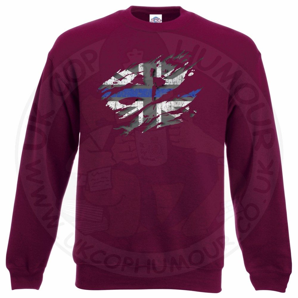 Ripped Thin Blue Line Flag Sweatshirt - Image 5