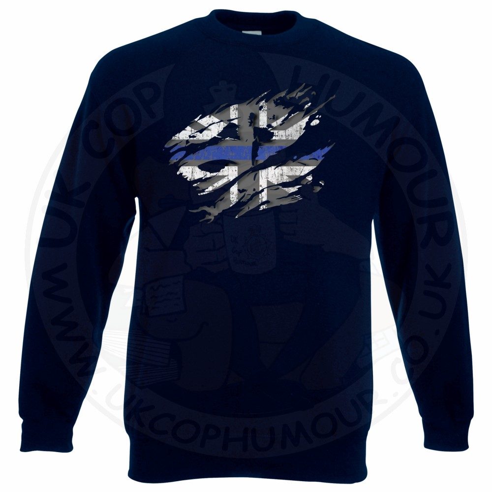 Ripped Thin Blue Line Flag Sweatshirt - Image 6