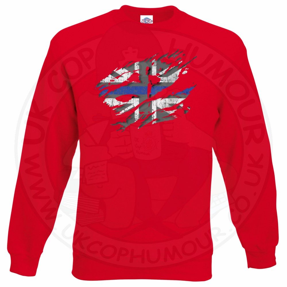 Ripped Thin Blue Line Flag Sweatshirt - Image 8