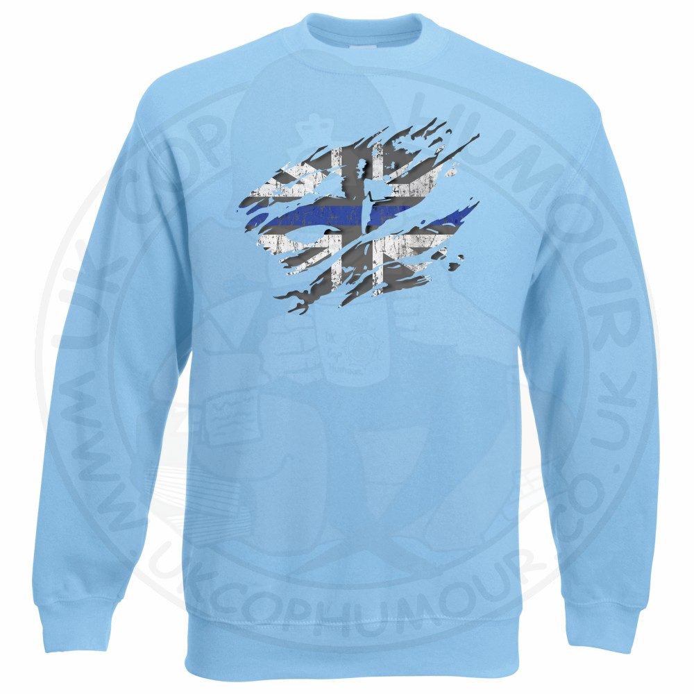 Ripped Thin Blue Line Flag Sweatshirt - Image 9