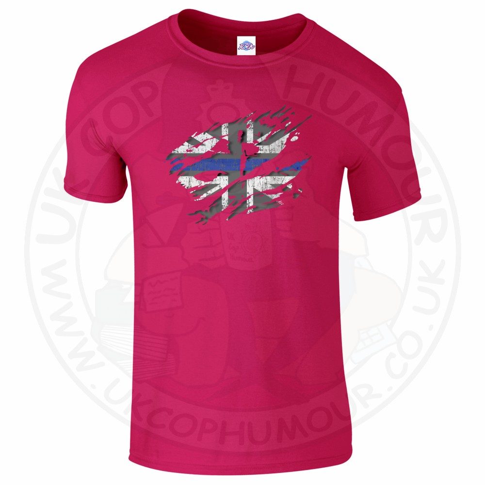 Mens Ripped Thin Blue Line Flag T-Shirt - Image 3