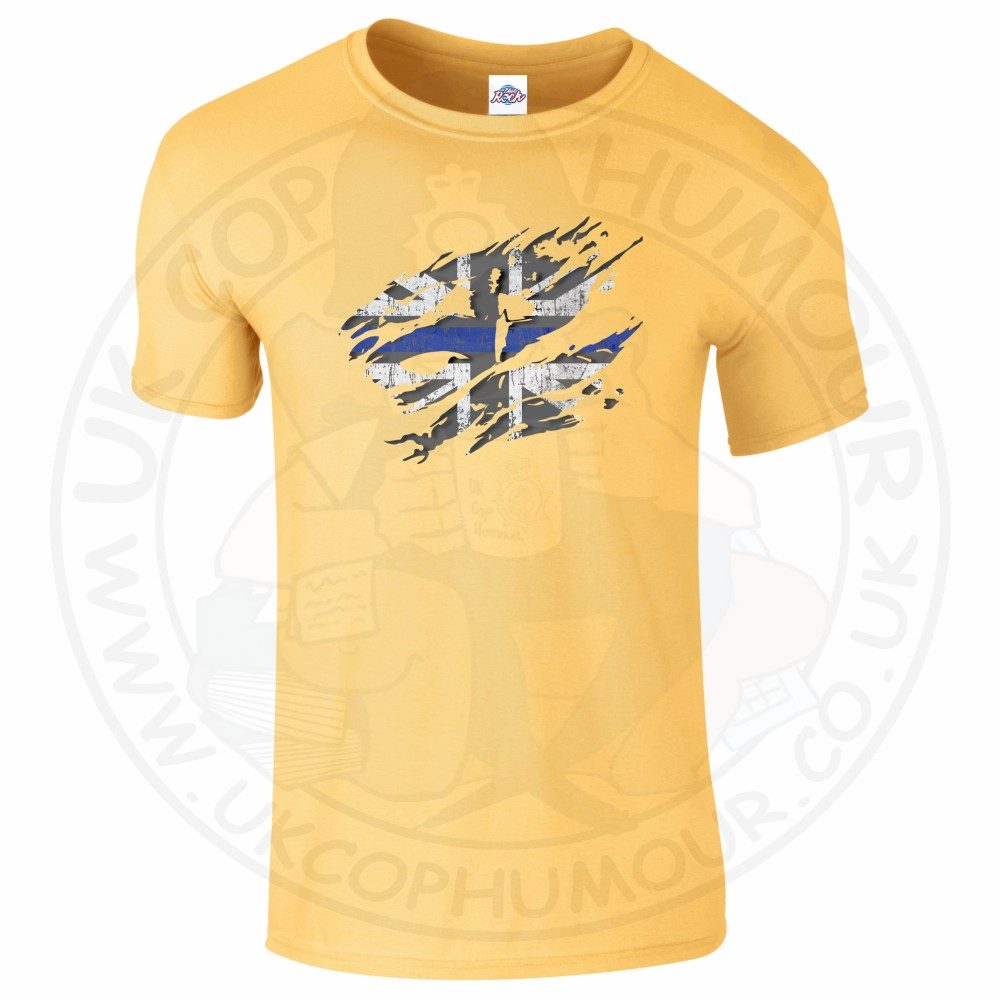 Mens Ripped Thin Blue Line Flag T-Shirt - Image 4