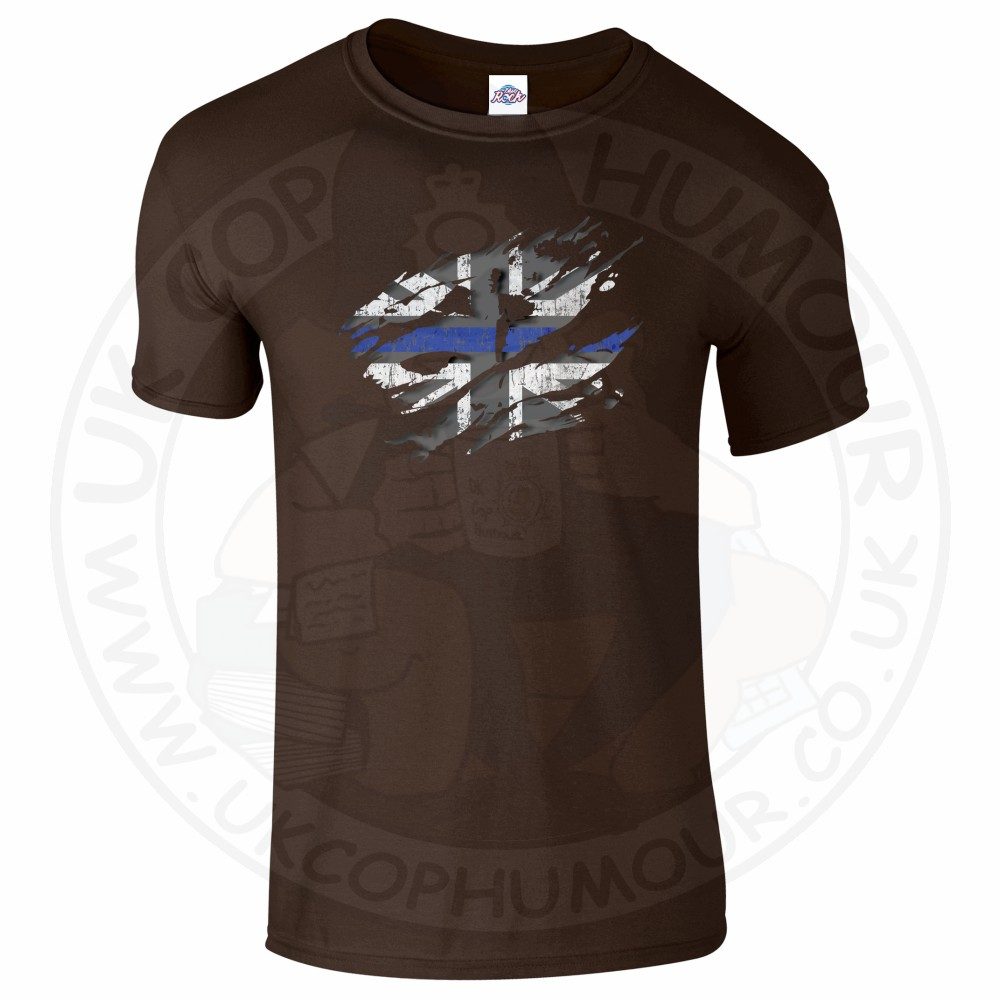 Mens Ripped Thin Blue Line Flag T-Shirt - Image 5