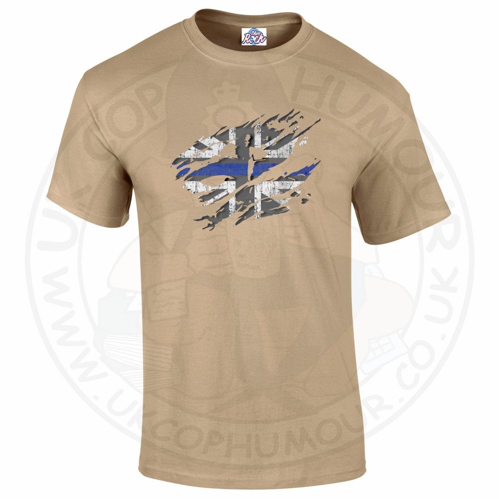 Mens Ripped Thin Blue Line Flag T-Shirt - Image 6
