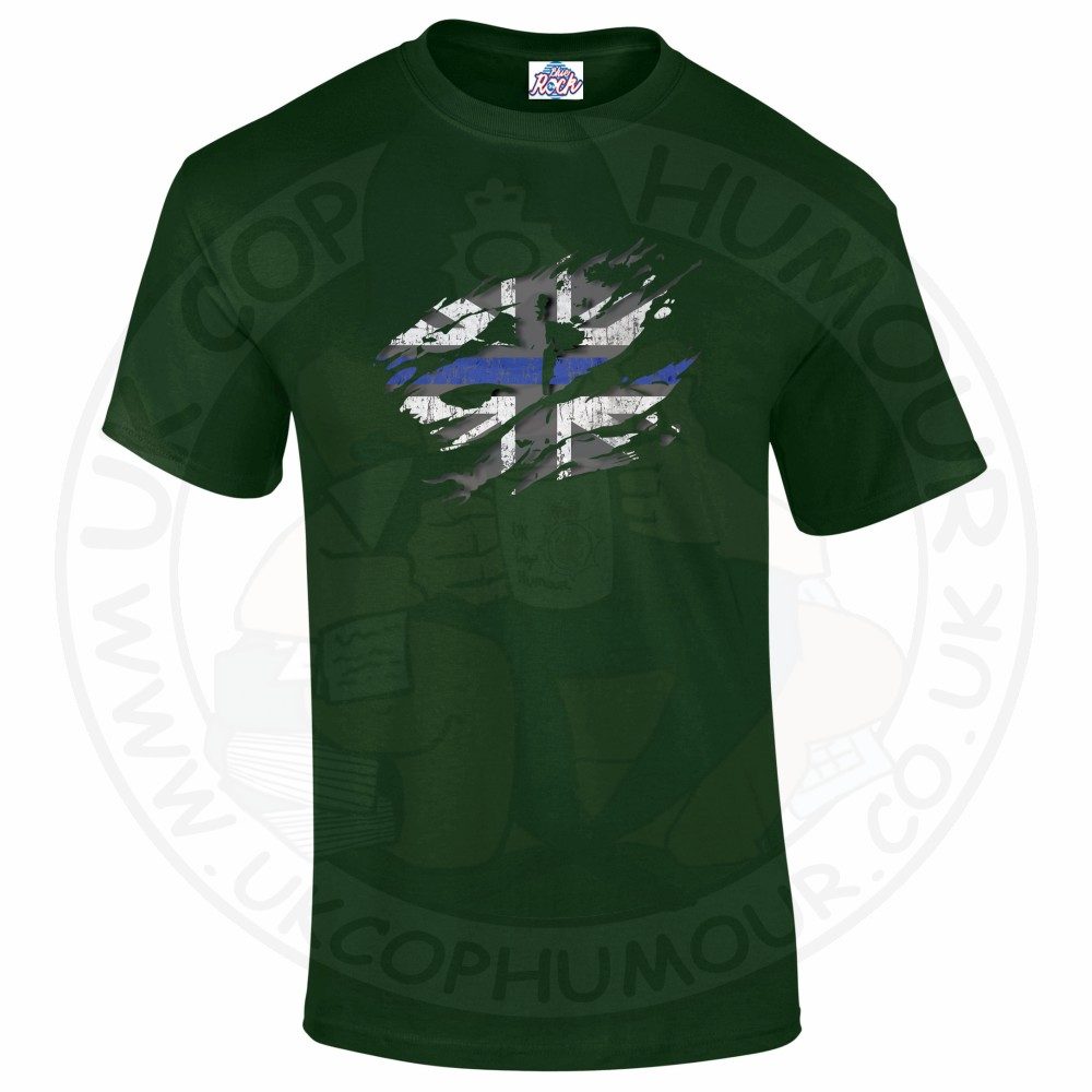 Mens Ripped Thin Blue Line Flag T-Shirt - Image 7