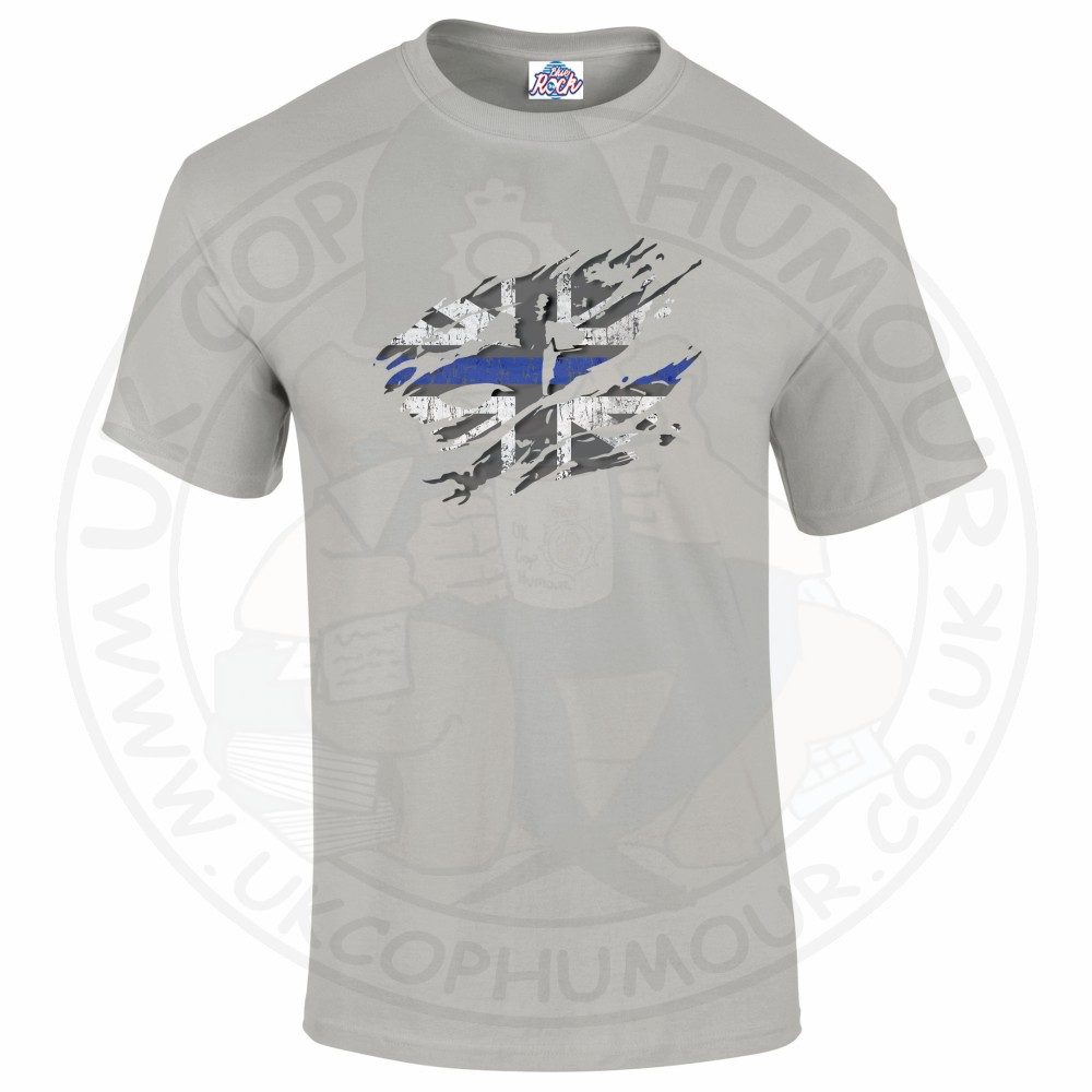 Mens Ripped Thin Blue Line Flag T-Shirt - Image 8