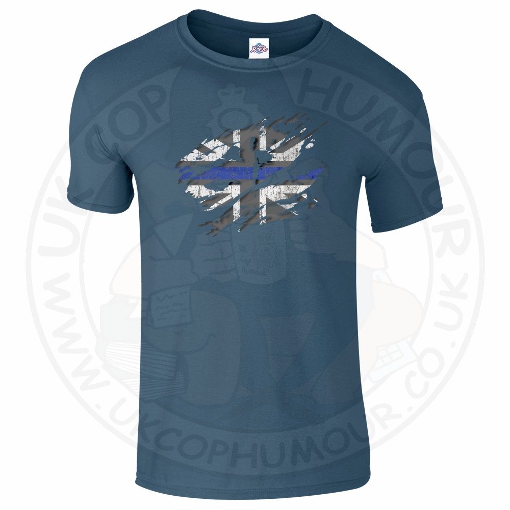 Mens Ripped Thin Blue Line Flag T-Shirt - Image 9