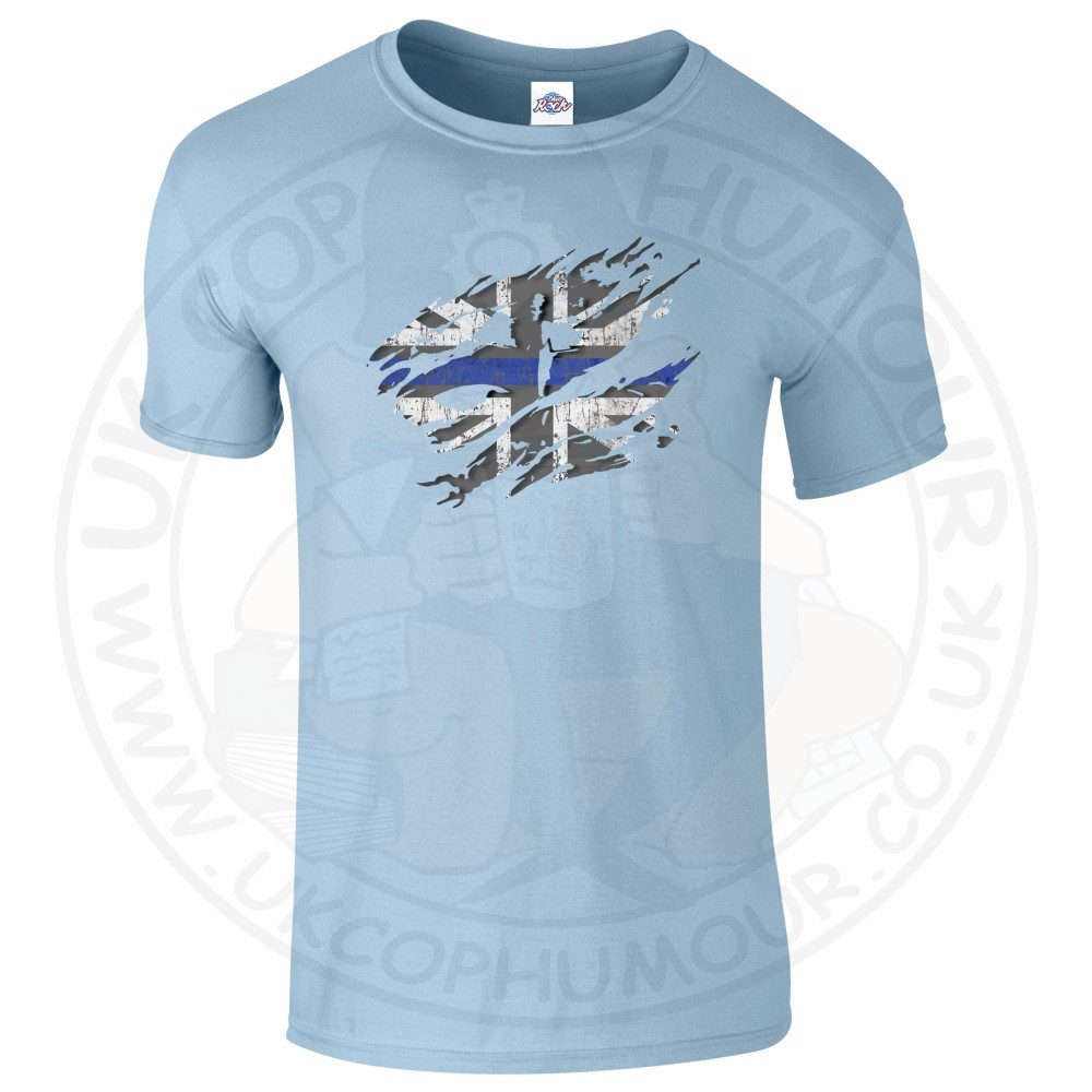 Mens Ripped Thin Blue Line Flag T-Shirt - Image 10