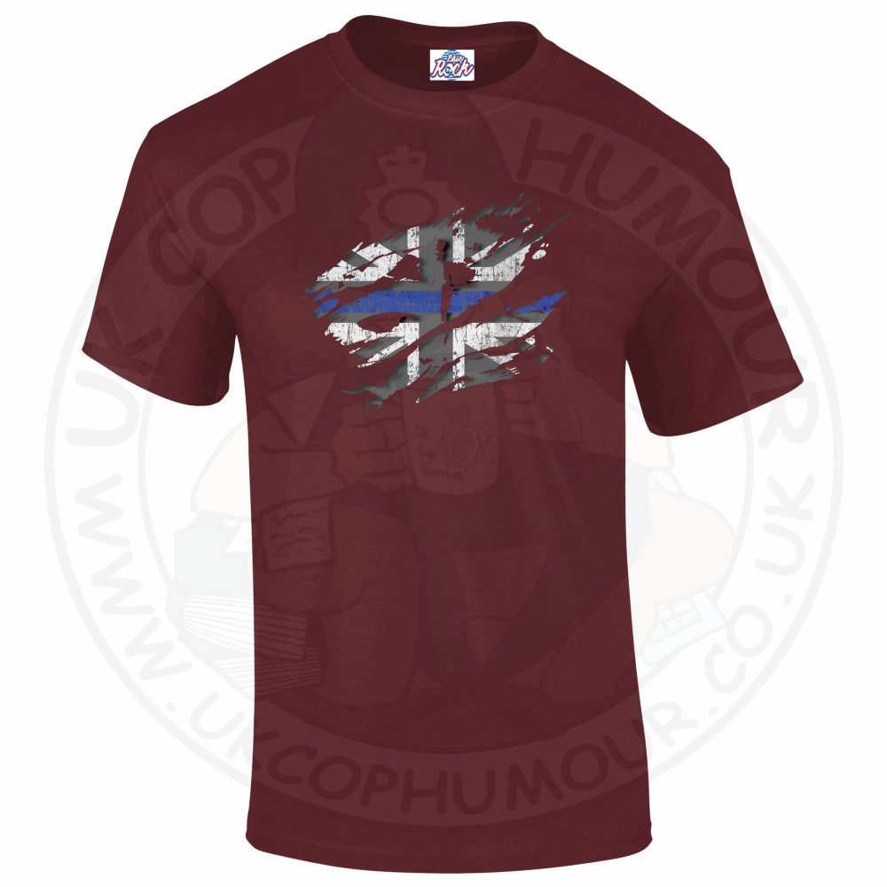 Mens Ripped Thin Blue Line Flag T-Shirt - Image 11