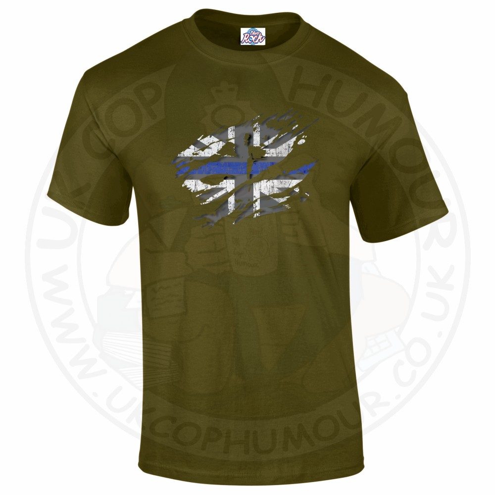 Mens Ripped Thin Blue Line Flag T-Shirt - Image 12