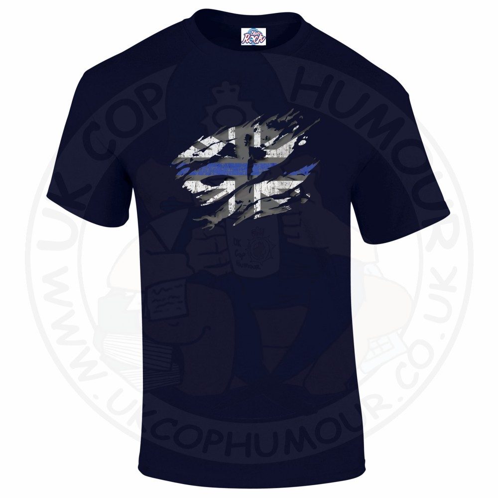 Mens Ripped Thin Blue Line Flag T-Shirt - Image 13