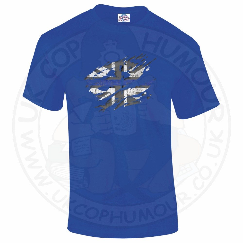 Mens Ripped Thin Blue Line Flag T-Shirt - Image 16