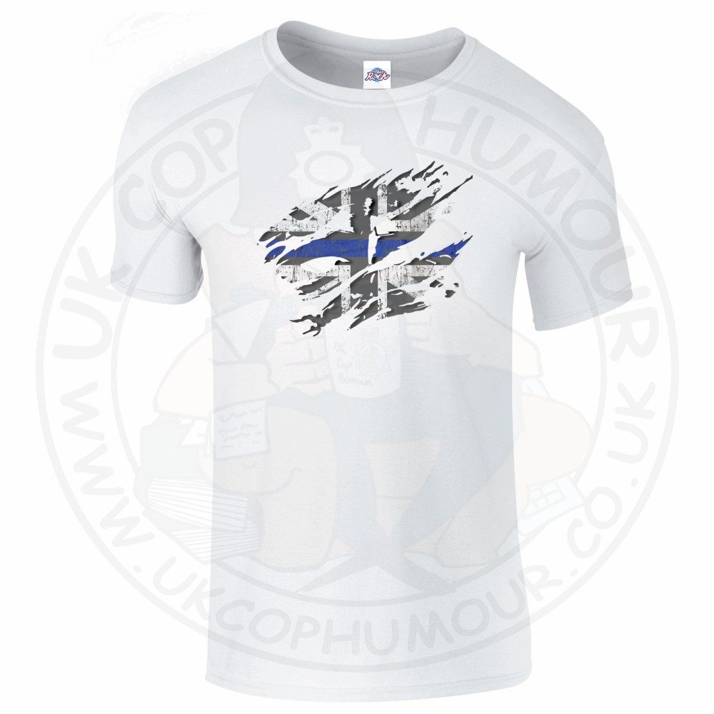 Mens Ripped Thin Blue Line Flag T-Shirt - Image 17