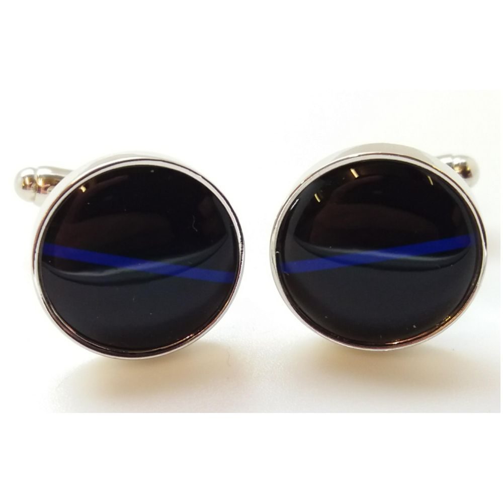 Thin Blue Line Round Cufflinks