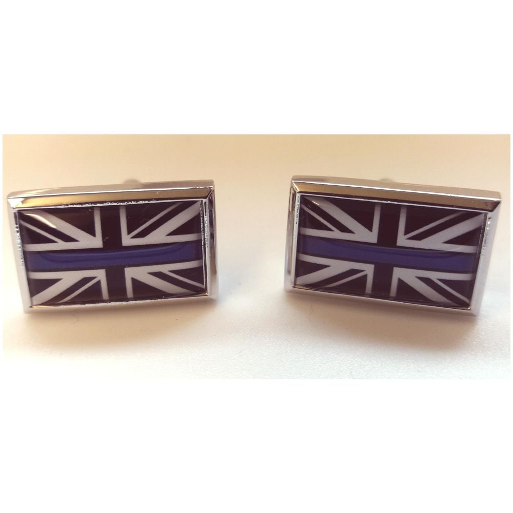 Thin Blue Line Union Jack Oblong Cufflinks