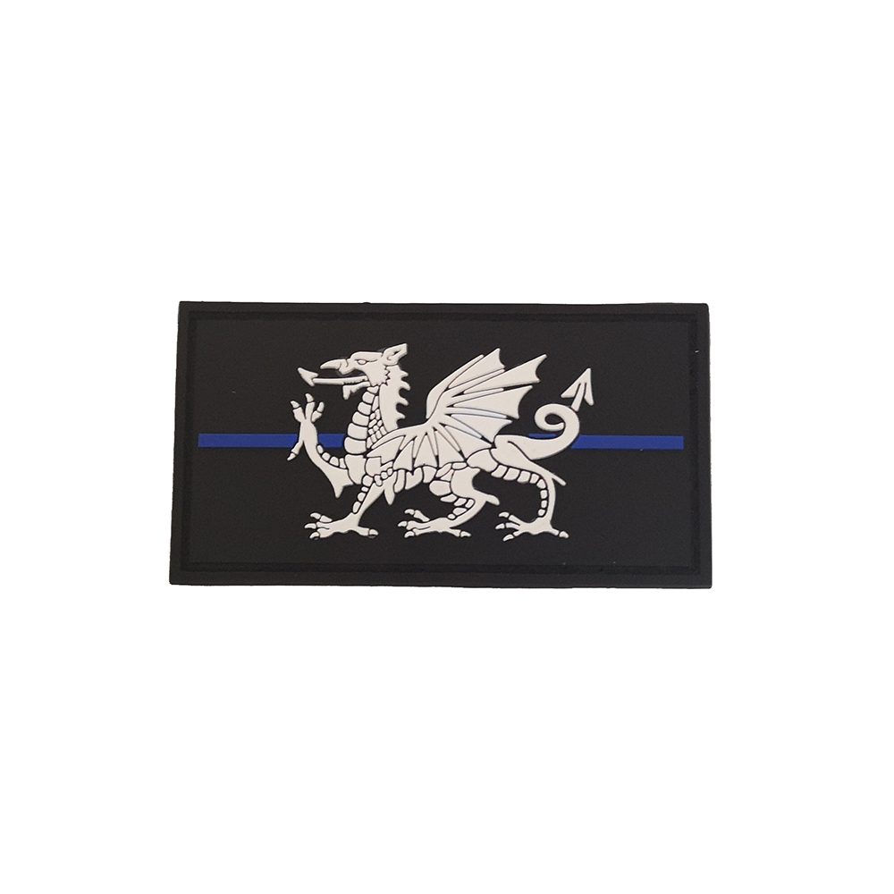 "Thin Blue Line" PVC Welsh Dragon Velcro Patch
