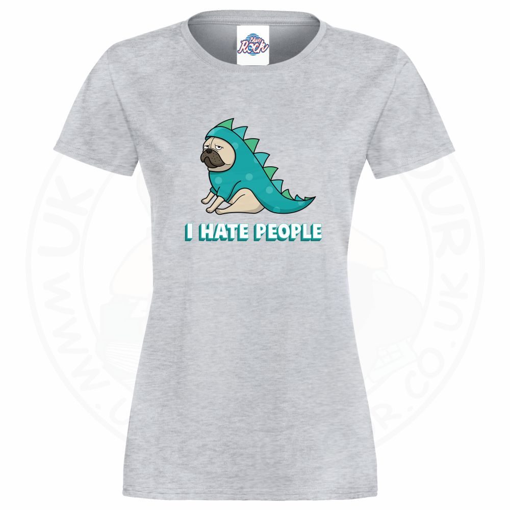 Ladies HATE PEOPLE T-Shirt - Heather Grey, 18