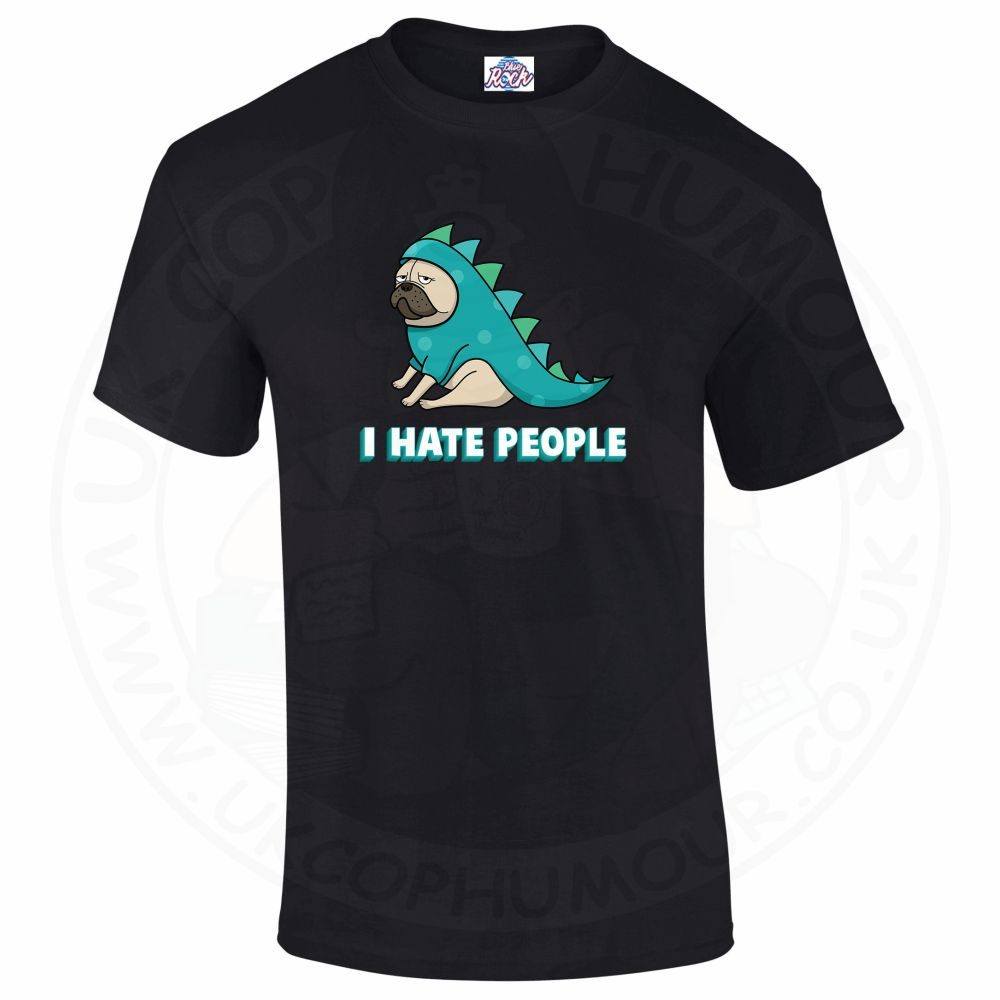 Mens HATE PEOPLE T-Shirt - Black, 5XL