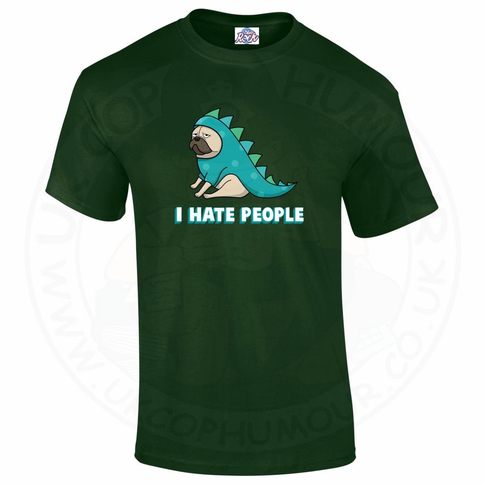 Mens HATE PEOPLE T-Shirt - Forest Green, 2XL