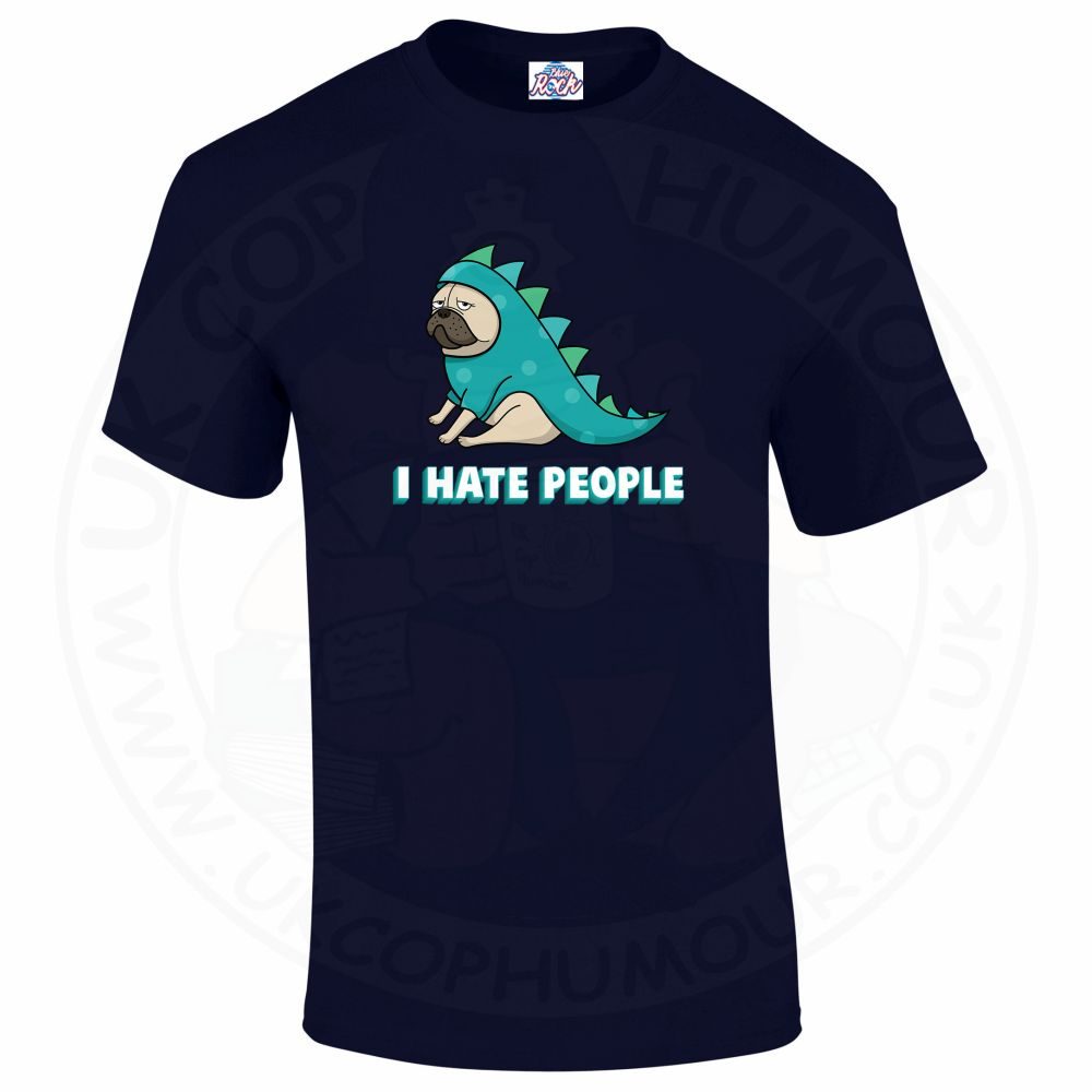Mens HATE PEOPLE T-Shirt - Navy, 5XL