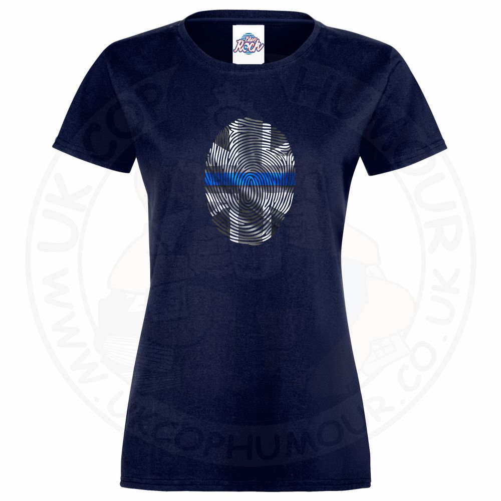 Ladies THIN BLUE FINGERPRINT T-Shirt - Navy, 18