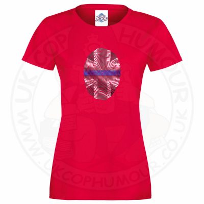 Ladies THIN BLUE FINGERPRINT T-Shirt - Red, 18