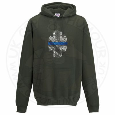 Unisex THIN BLUE FINGERPRINT Hoodie - Olive Green, 2XL