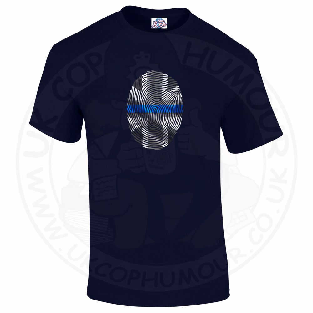 Mens THIN BLUE FINGERPRINT T-Shirt - Navy, 5XL
