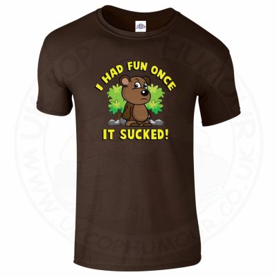 Mens HAD FUN ONCE IT SUCKED T-Shirt - Dark Chocolate, 2XL