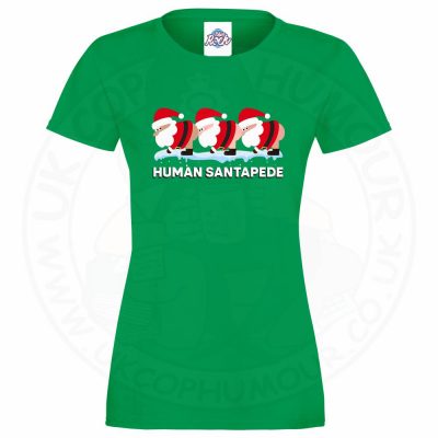 Ladies HUMAN SANTAPEDE T-Shirt - Kelly Green, 18