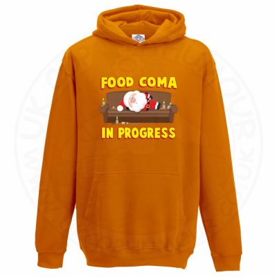 Kids FOOD COMA IN PROGESS Hoodie - Orange, 12-13 Years