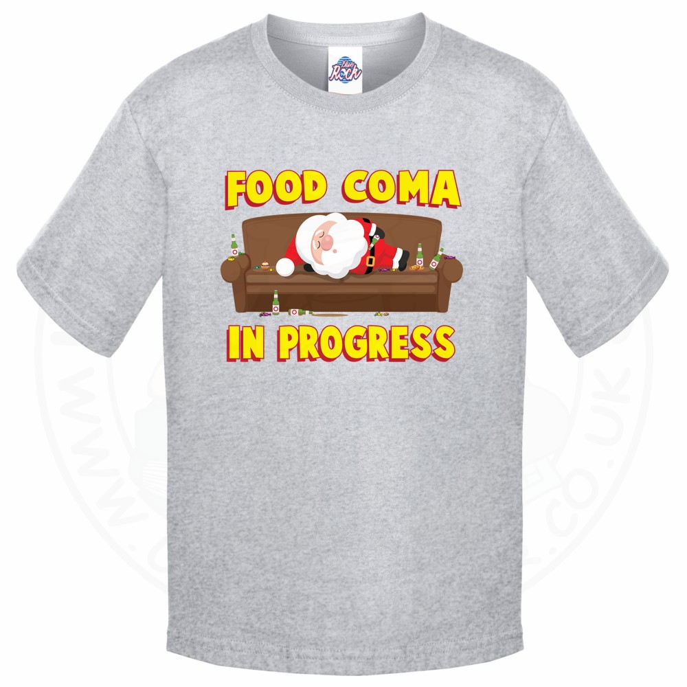 Kids FOOD COMA IN PROGESS T-Shirt - Grey, 12-13 Years