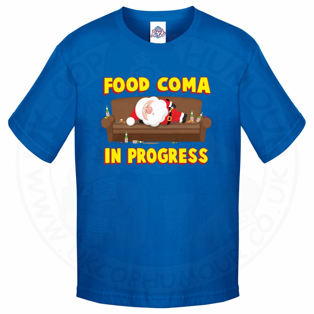 Kids FOOD COMA IN PROGESS T-Shirt - Royal Blue, 12-13 Years
