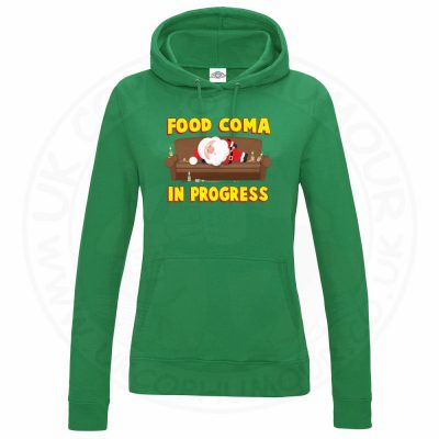 Ladies FOOD COMA IN PROGESS Hoodie - Kelly Green, 18