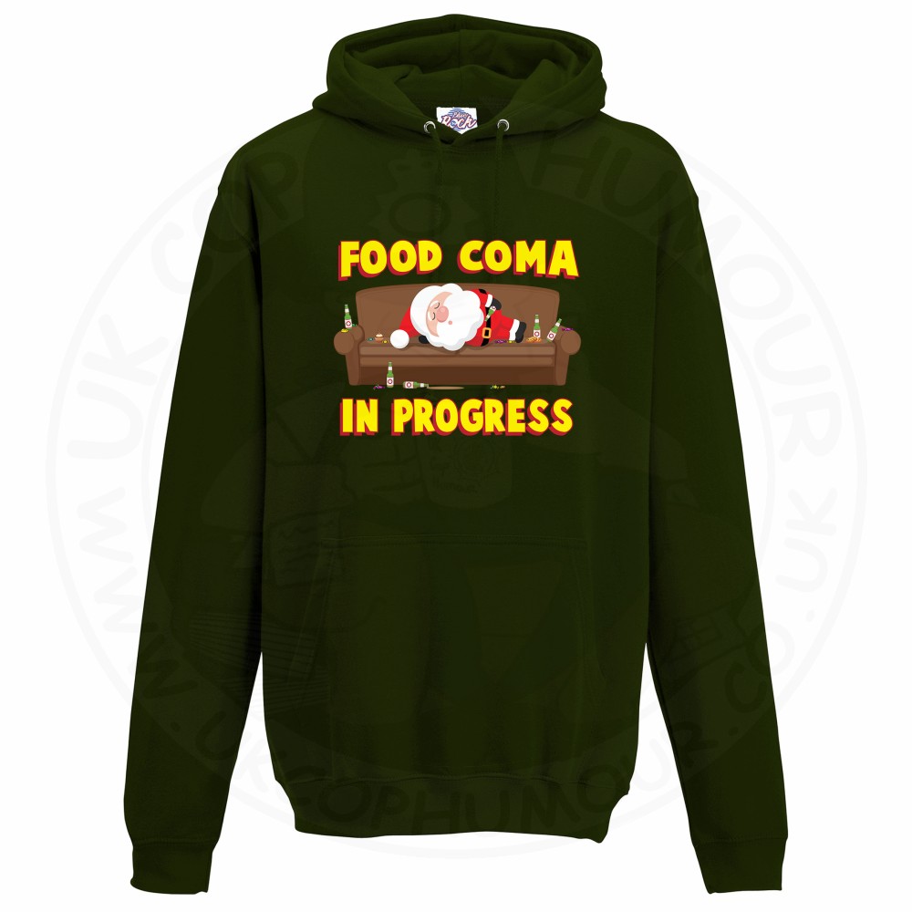 Unisex FOOD COMA IN PROGESS Hoodie - Forest Green, 2XL