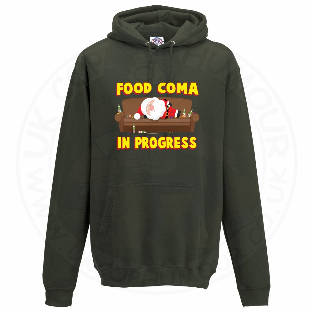 Unisex FOOD COMA IN PROGESS Hoodie - Olive Green, 2XL