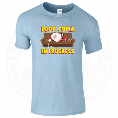 Mens FOOD COMA IN PROGESS T-Shirt - Light Blue, 2XL