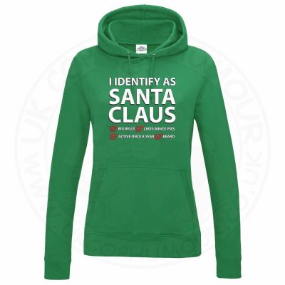 Ladies I IDENTIFY AS SANTA CLAUS Hoodie - Kelly Green, 18