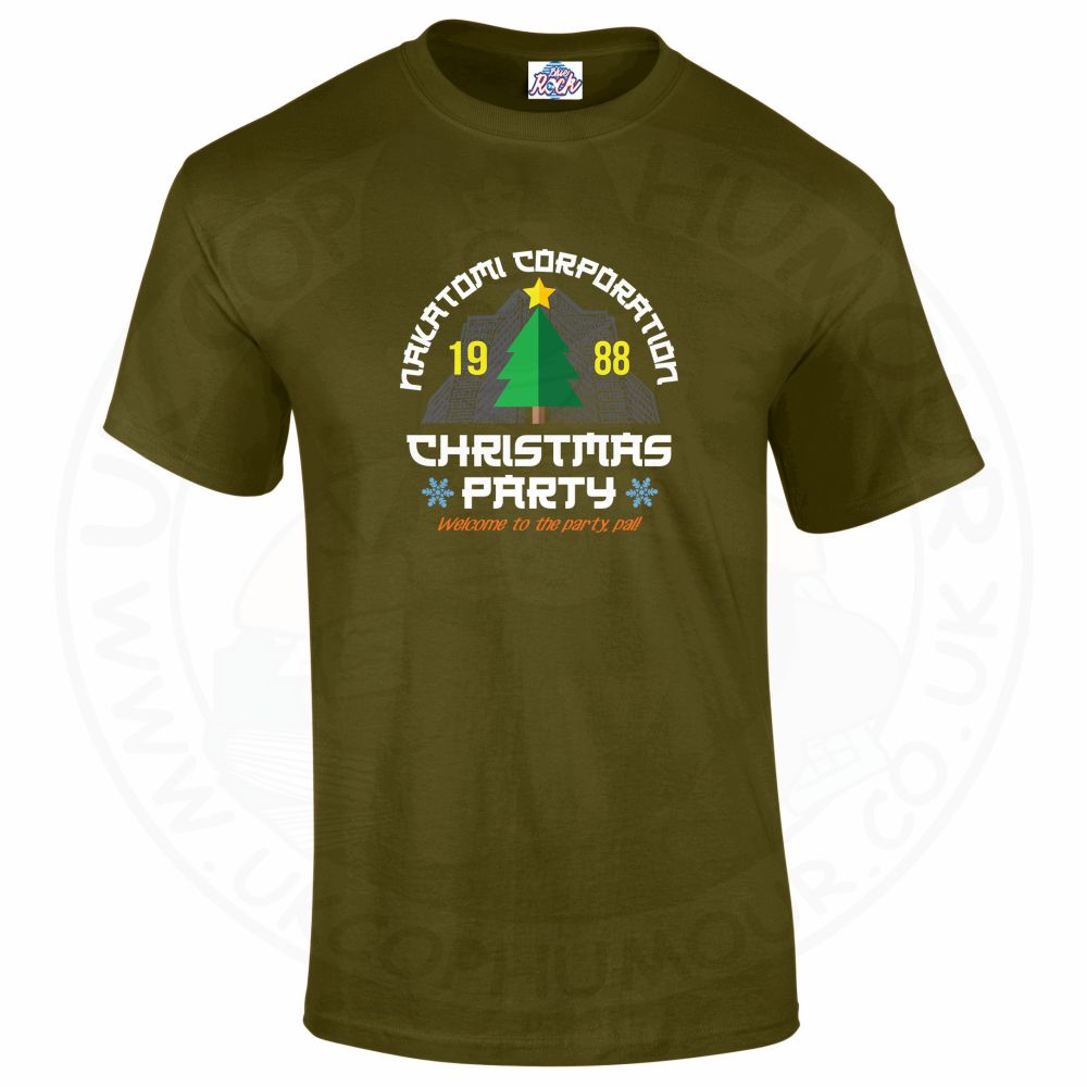 Mens NAKATOMI CORP CHRISTMAS T-Shirt - Military Green, 2XL