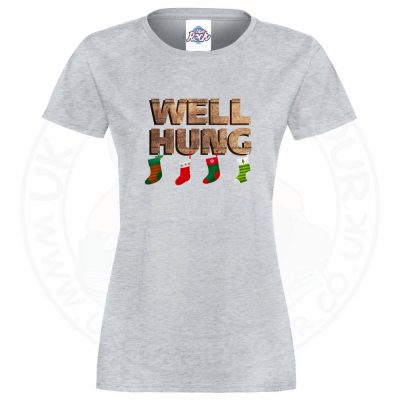 Ladies WELL HUNG T-Shirt - Heather Grey, 18