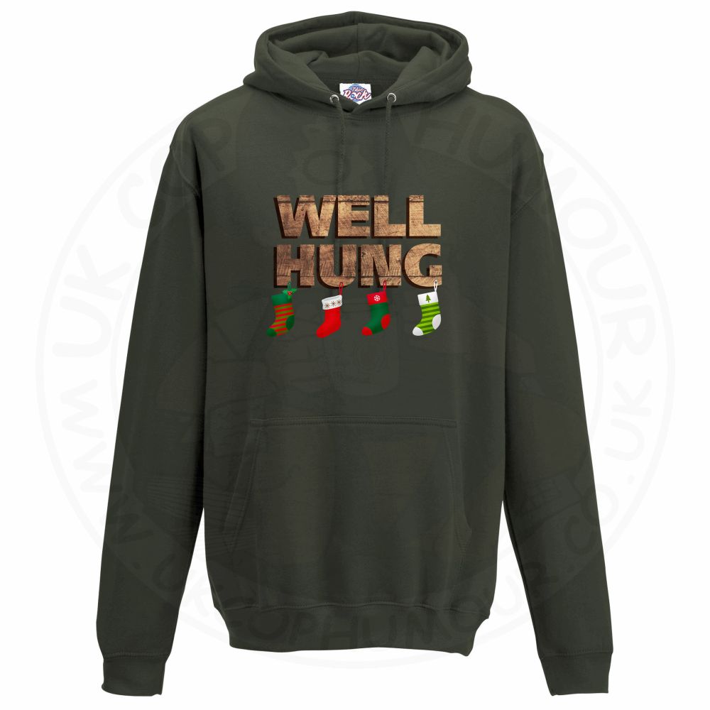 Unisex WELL HUNG Hoodie - Olive Green, 2XL