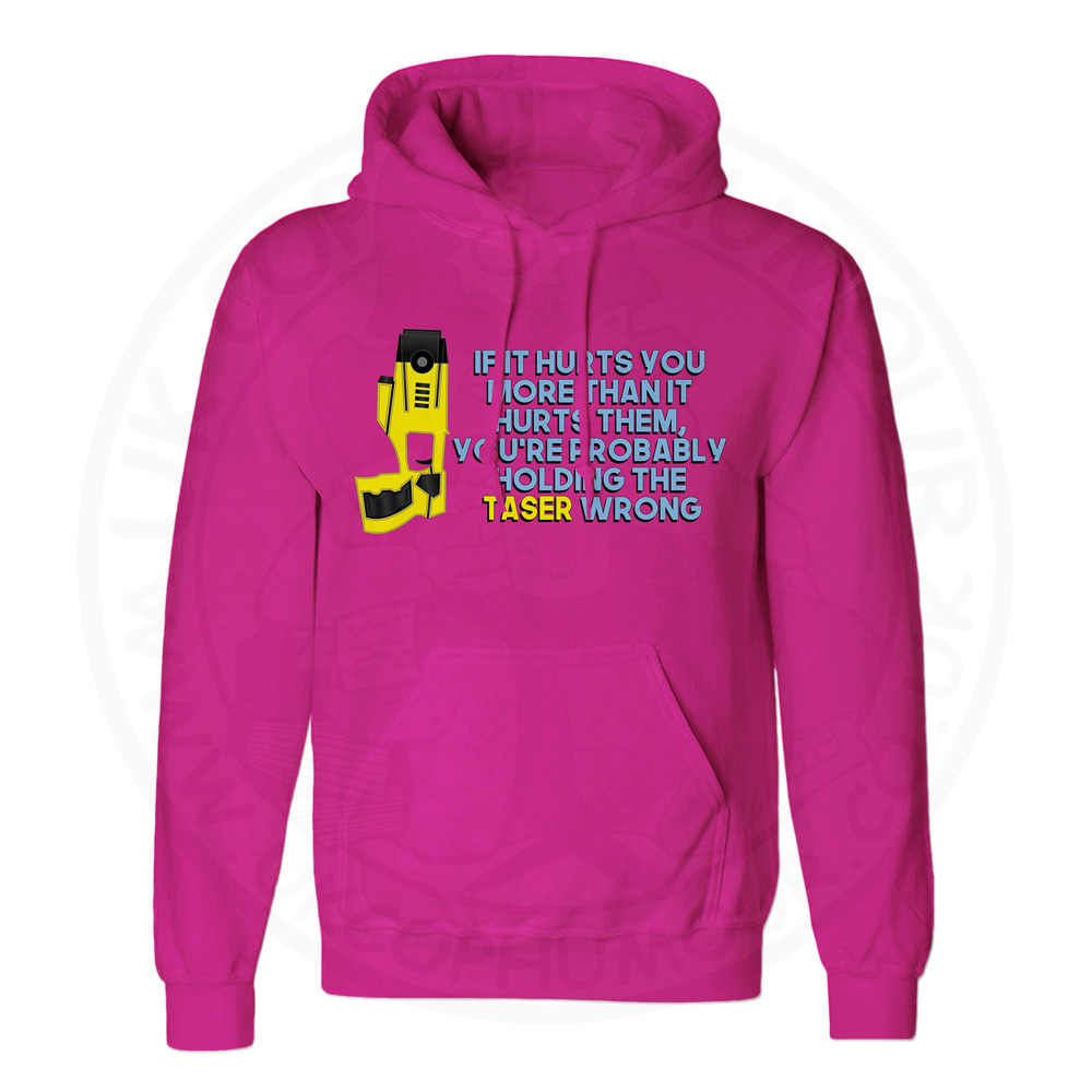 Unisex Holding the Taser Wrong Hoodie - Hot Pink, 2XL