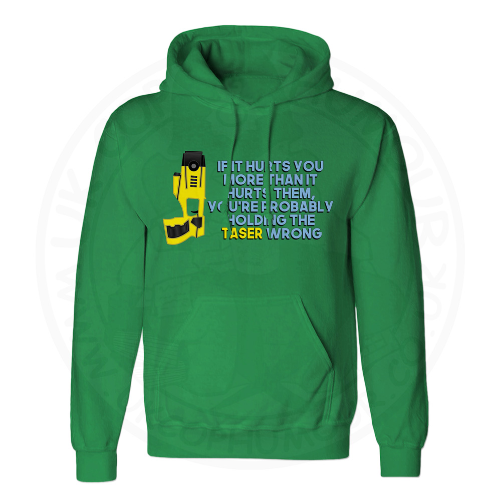 Unisex Holding the Taser Wrong Hoodie - Kelly Green, 2XL