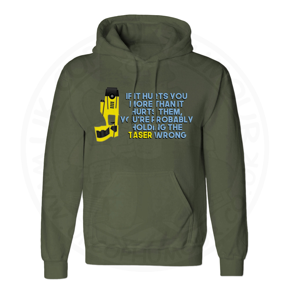 Unisex Holding the Taser Wrong Hoodie - Olive Green, 2XL