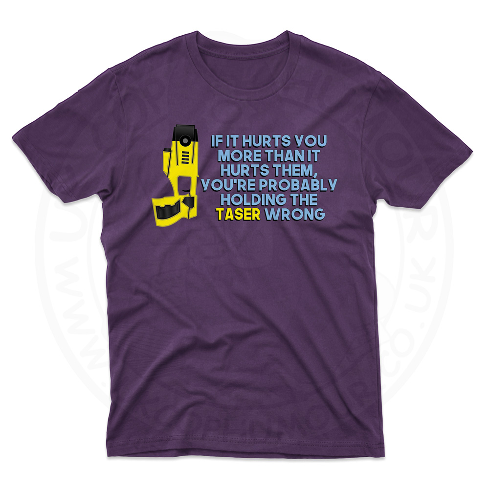 Mens Holding the Taser Wrong T-Shirt - Purple, 2XL