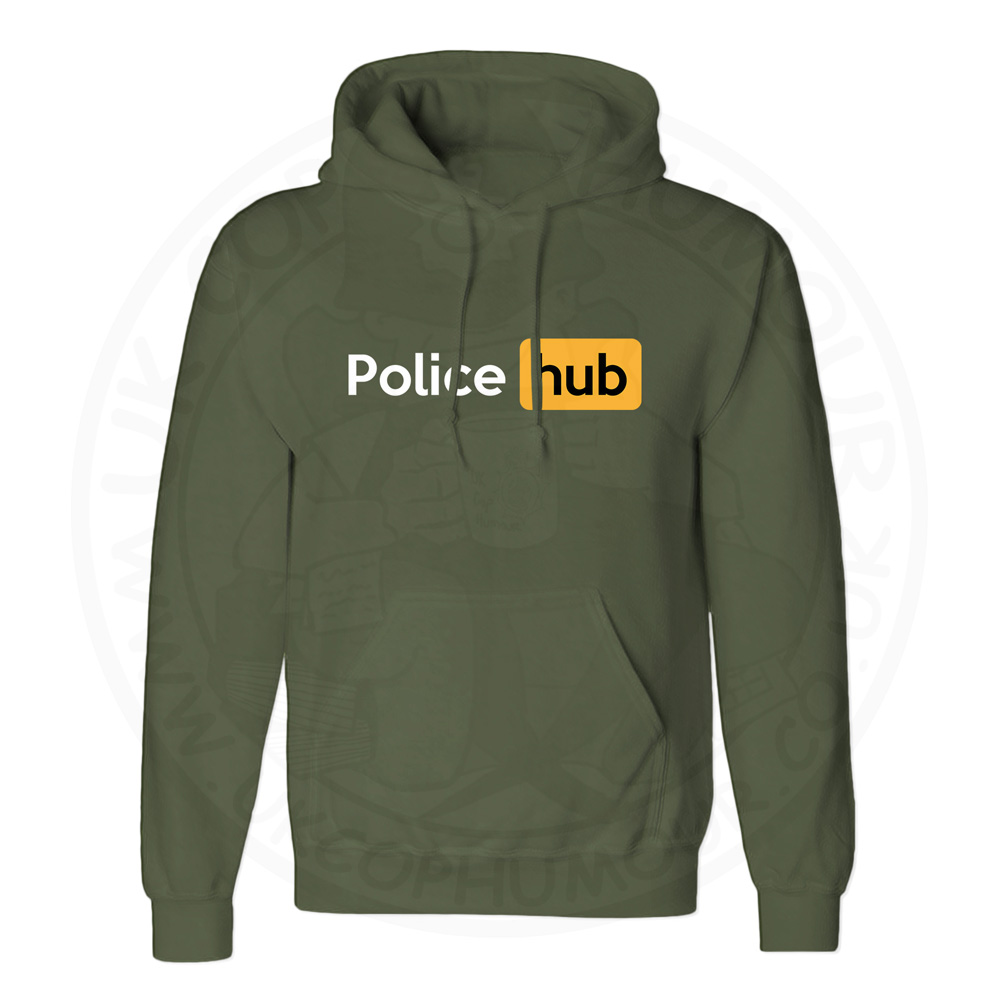 Unisex Police Hub Hoodie - Olive Green, 2XL
